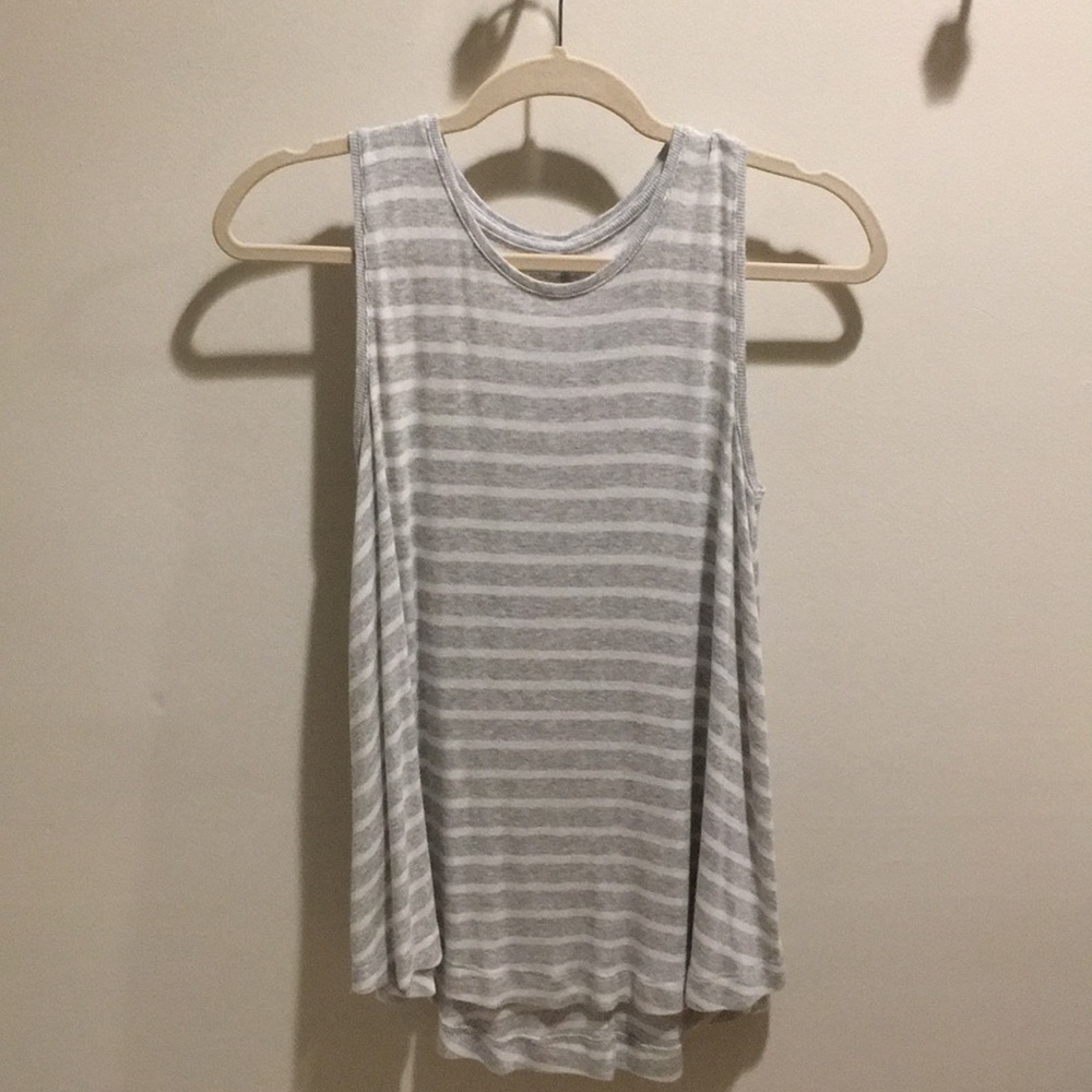Grey and white shriped tank